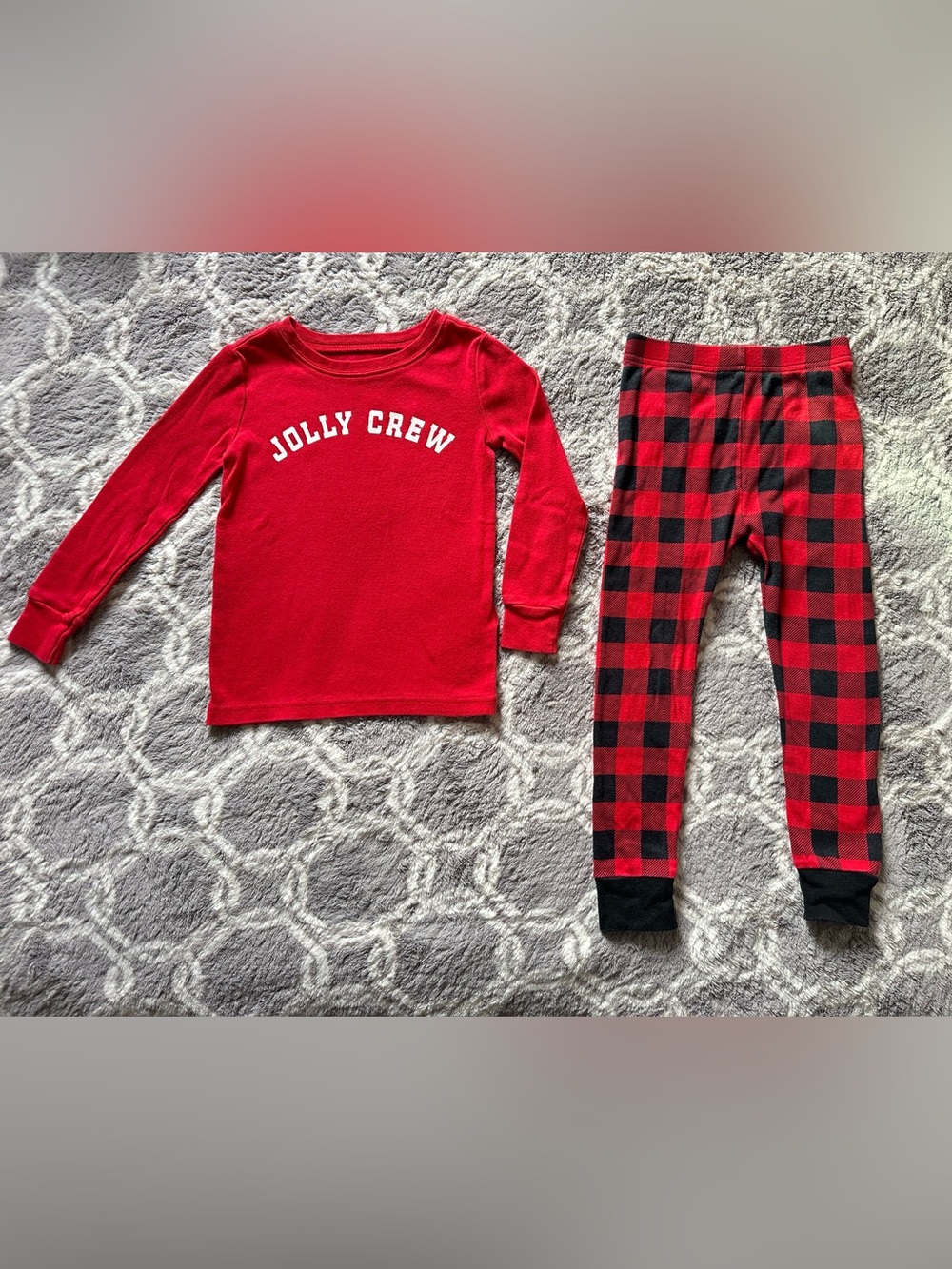 Old Navy Jolly Crew Toddler 4T Red & Black Plaid Pajama Set